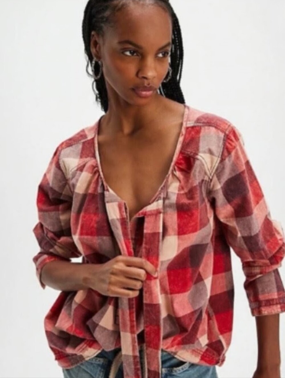 NWT We The Free Plaid Top